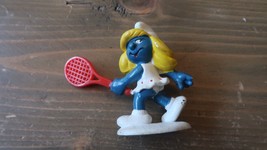 Smurfette Tennis Smurf Hong Kong 1981 Vintage Smurfs Toy Figure Schleich - $10.29