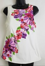 Land&#39;s End Tank Top Sleeveless Boatneck White Multi-Colored Floral Size ... - £31.57 GBP