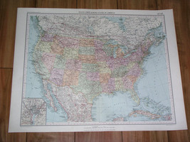 1927 Rare Vintage Italian Map Of United States Usa / Washington D.C. Inset Map - £21.28 GBP