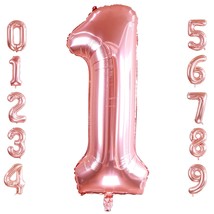 40 Inch Large Rose Gold Number 1 Balloon Extra Big Size Jumbo Mylar Foil... - $12.99
