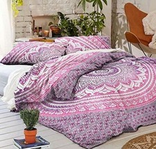 Handmade Cotton Indian Mandala Duvet Cover With Two Pillowcases Bedding Coverlet - £32.76 GBP+