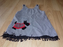 Size 5 Black White Houndstooth Print Jumper Dress Scottie Dog Fringe Trim EUC - £14.30 GBP