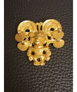 Vintage Mayan Pre-Columbian Antorpomorfo Gold Toned Shaman Pendant - $14.85