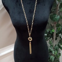Women Fashion Elegant Gold Tone Tassel Pendant Long Necklace with Lobster Clasp - £21.36 GBP