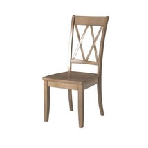Casual Brown Finish Side Chairs Set of 2 Pine Veneer Transitional Double-X - £229.21 GBP