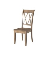 Casual Brown Finish Side Chairs Set of 2 Pine Veneer Transitional Double-X - £229.90 GBP