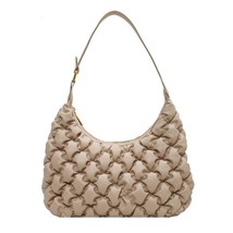 Brand Women Shoulder Bags Fashion Pleated Argyle Quilted Soft Leather Female Cro - £25.26 GBP