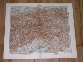 1912 Map Of Eastern Alps Tyrol Italy Austria Slovenia Germany - £15.33 GBP