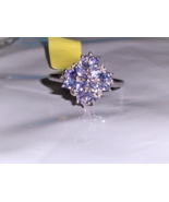 TANZANITE MARQUISE &amp; ROUND COCKTAIL RING, PLATINUM / SILVER, SIZE 8, 1.1... - $137.20 CAD