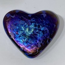 Vintage 1996 Roger Vines Iridescent Heart Dichroic Glass Paperweight Sig... - $46.74