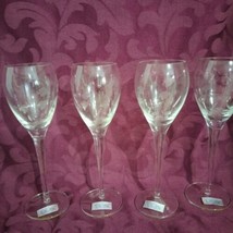 toscany hand blown romaniaset If 4 Etched Flowers Wine Goblets Glasses N... - $24.75