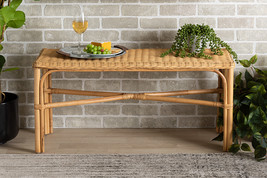 Odile Natural Brown Rattan Accent Bench - $2,329.84 MXN