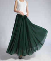 DARK GREEN Chiffon Skirt Plus Size Full Long Chiffon Skirt Beach Skirt image 5