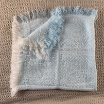 Vtg Blue Up Scale Acrylic Baby Blanket 100% Acrylic Neutral 37x37” Fringed Japan - £21.35 GBP