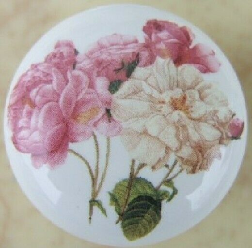 Cabinet Knobs Knob Rose  Pink Bouquet Full Bloom FLOWER - $4.26