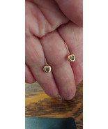  14k Yellow Gold French Wire Earrings Blue Heart Topaz .10ct Dangle J428... - $258.07 CAD