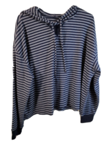Hollister Must Have Collection Hoodie Womens Large Blue White Striped Pullover - £15.40 GBP