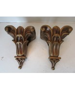 HOME DECOR PAIR OF CORBEL DRAPERY BRACKETS FLEUR DI LIS GOLD 8&quot; PLASTER ... - $33.87 CAD