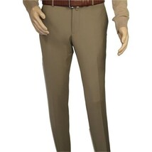 Men's MONO Turkey Slacks 100% Wool Plain Front Slim Fit 2502-7 Tan image 9