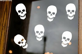 Sheet Set of 6 Skulls Vinyl Stickers Skeleton Halloween Spooky V1 Die Cut Decals - £3.90 GBP+