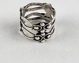Sterling Silver 925 Ring Open Work 14mm Cigar Band Multi-Dot Taxco Size ... - £31.39 GBP