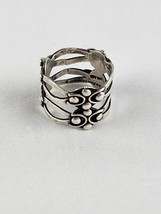 Sterling Silver 925 Ring Open Work 14mm Cigar Band Multi-Dot Taxco Size 9.5 - 10 - £31.30 GBP