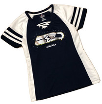 Seattle Seahawks NFL womens lace up Bling jersey top SIZE S Sequins Rhinestones - £19.73 GBP