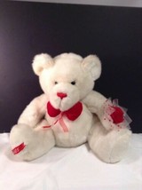 Main Joy Plush White Bear with Red Flower Stuffed Animal Toy 17&quot; Tall - £10.26 GBP