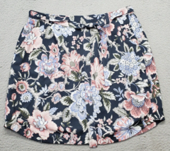 LOFT Outlet Mini Skirt Womens Large Multi Floral Lined Slash Pockets Belt Waist - $20.29