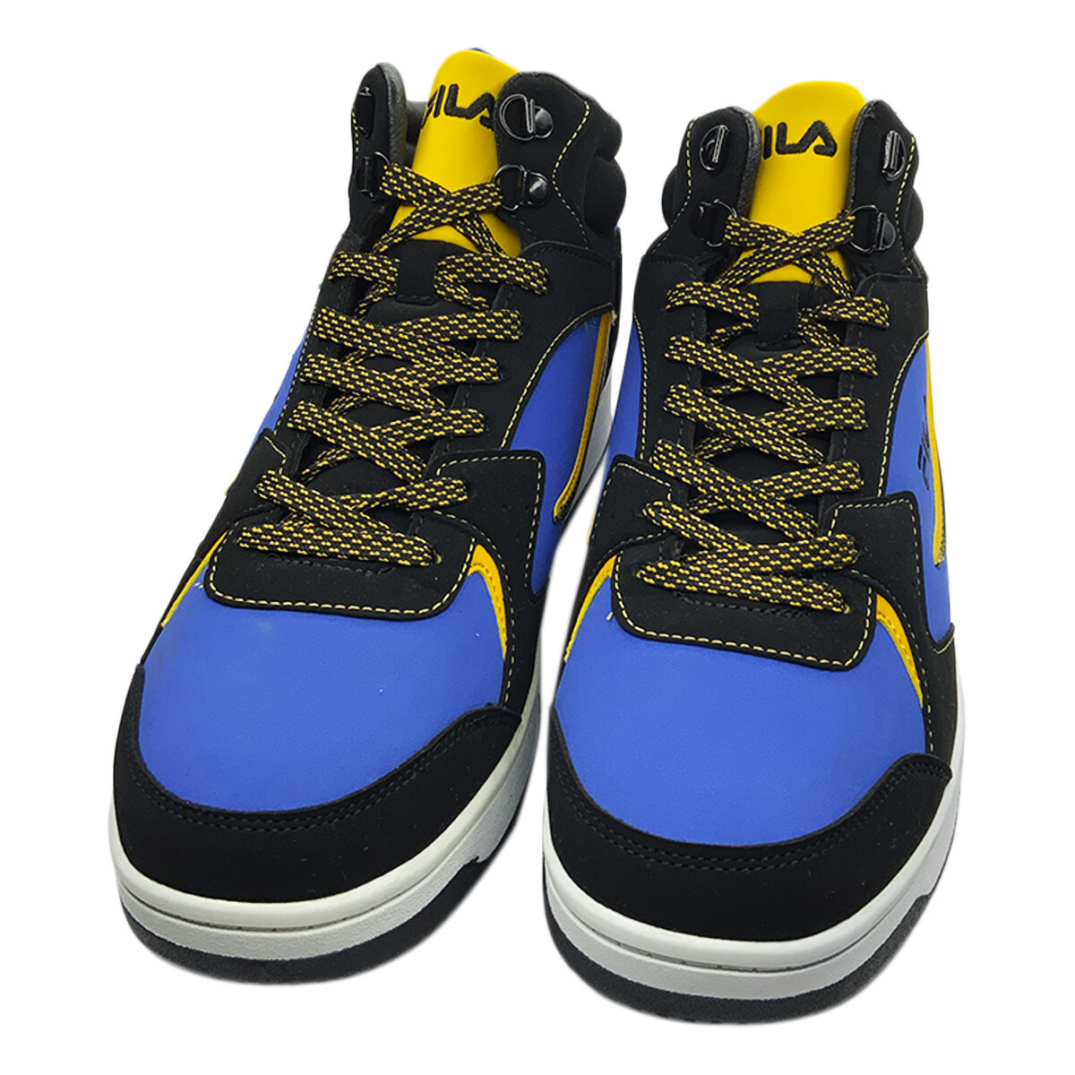NWT FILA MSRP $94.99 MEN&#39;S BLACK BLUE MID TOP PLUS LACE UP SNEAKERS SIZE 10 - £31.87 GBP