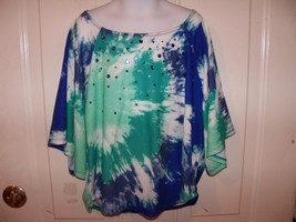 Justice Blue/White/Green Tye Dye  Shirt  Size 10 Girl's EUC - $15.33