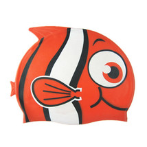 Kids Silicone Swim Cap Cute Fish Cartoon Children Bathing Swimming Cap Red - £13.55 GBP
