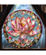 Lotus Flower Stained Glass Style Suncatcher - $423.18 MXN