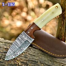 Custom Handmade Fix Blade Skinner Knife Camel Bone &amp; Wood Handle With Sh... - $23.72
