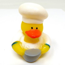 Chef Rubber Duck 2&quot; Blue Scarf Gourmet Pastry Cook Bowl Squirter Bath Toy - £6.72 GBP