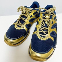 Under Armour Notre Dame Football Team Issued Gold Blue Shoes Women Size 8 - £62.06 GBP