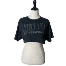 Nirvana Nevermind Women&#39;s Crop Top Distressed Faded Black T Shirt Size M - £10.84 GBP