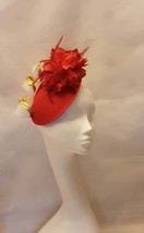 Fascinator,RED Flower Hat Fascinator,Wedding Church Hat,Fascinator Hat,G... - £46.99 GBP