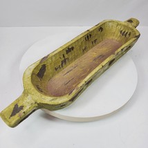 Vintage Farmhouse Wood Dough Bowl 19x5x2 Inch w/ Handles Distressed - $57.97