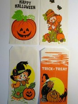 Halloween Candy Trick Or Treat Loot Bags Cute Scarecrows Witch Black Cat Lot 4 - £11.58 GBP