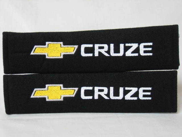 2 pieces (1 PAIR) Chevrolet Cruze Embroidery Seat Belt Cover Pads (Black Pads) - $16.99