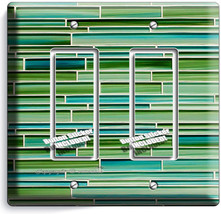Green Mosaic Glass Tiles Design Double Gfi Light Switch Wall Plate Kitchen Decor - £9.44 GBP