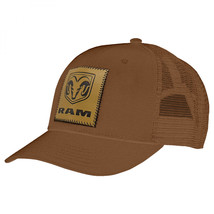 Dodge Ram Logo Sewn Patch Adjustable Trucker Hat Brown - £25.48 GBP