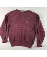 Vintage Polo Golf Cable Knit Sweater Mens XL Burgundy Golf Crest Fisherman - $26.60