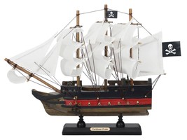9 x 2 x 12 in. Wooden Caribbean Pirate White Sails Limited Model Pirate Ship - £40.04 GBP