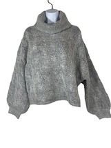 Line and Dot Womens Sweater Size Medium Gray Acrylic Blend Turtleneck  - £21.52 GBP