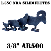 3/8&quot; AR500 1/5sc. NRA/IHMSA Metallic Silhouette Targets - 4pc Rifle Knockovers - £37.67 GBP