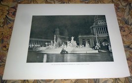 Columbian Exposition MacMonnies Fountain Lit at Night 1893 Print 16.5 x 12.25 - £17.38 GBP