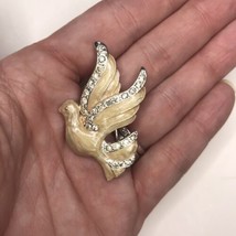 Monet Enamel Dove Brooch with Rhinestones - $13.09