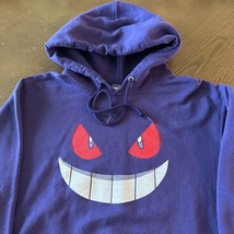 Vintage Y2K 2000 Pokemon Jerzees Gengar Face Print Purple Hoodie Size Me... - $129.99